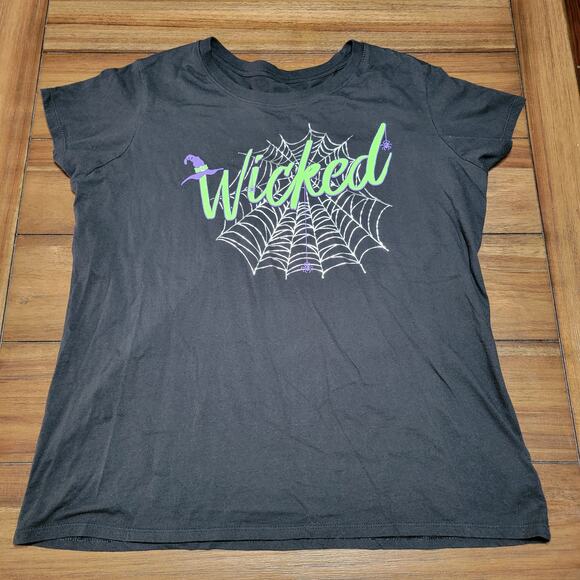 Celebrate Halloween Junior Black Tee "Wicked" Web - Size Junior 3X (22w / 24w) - Picture 1 of 4